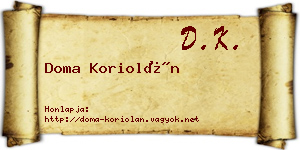 Doma Koriolán névjegykártya